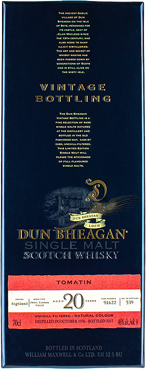 BOX tomatin 1996 px dun bheagan 20yo
